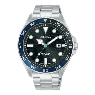Alba Active AS9V57X Black Dial Stainless Steel Quartz Men Watch