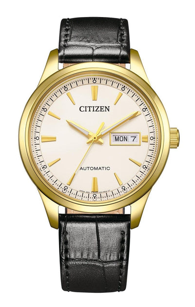 Citizen Mechanical NY4059-09A White Dial Leather Automatic Men Watch