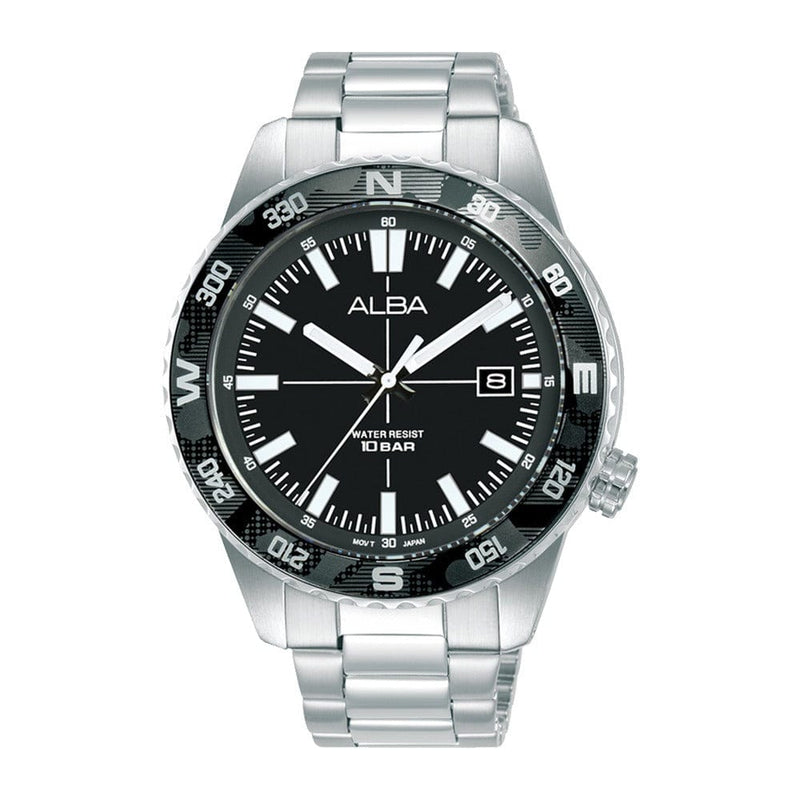 Alba Active AS9Q11X Black Dial Stainless Steel Quartz Men Watch