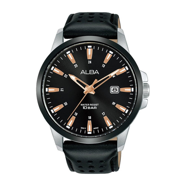 Alba Active AS9Q63X Leather Black Dial Quartz Men Watch