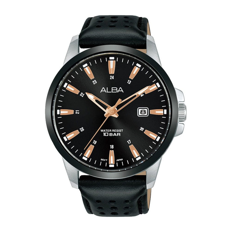 Alba Active AS9Q63X Leather Black Dial Quartz Men Watch