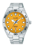 Alba Active AS9T17X1 Yellow Dial Stainless Steel Quartz Men Watch