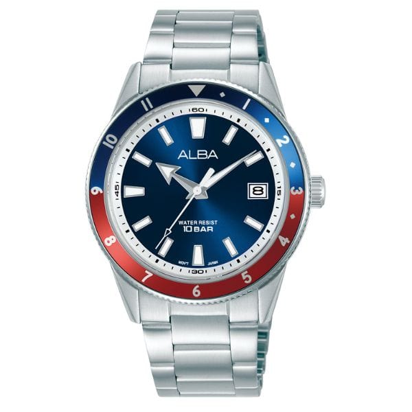 Alba Active AS9U77X Pepsi Blue Dial Stainless Steel Quartz Men Watch