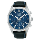 Alba Active AT3J97X Quartz Chronograph Black Leather Men Watch