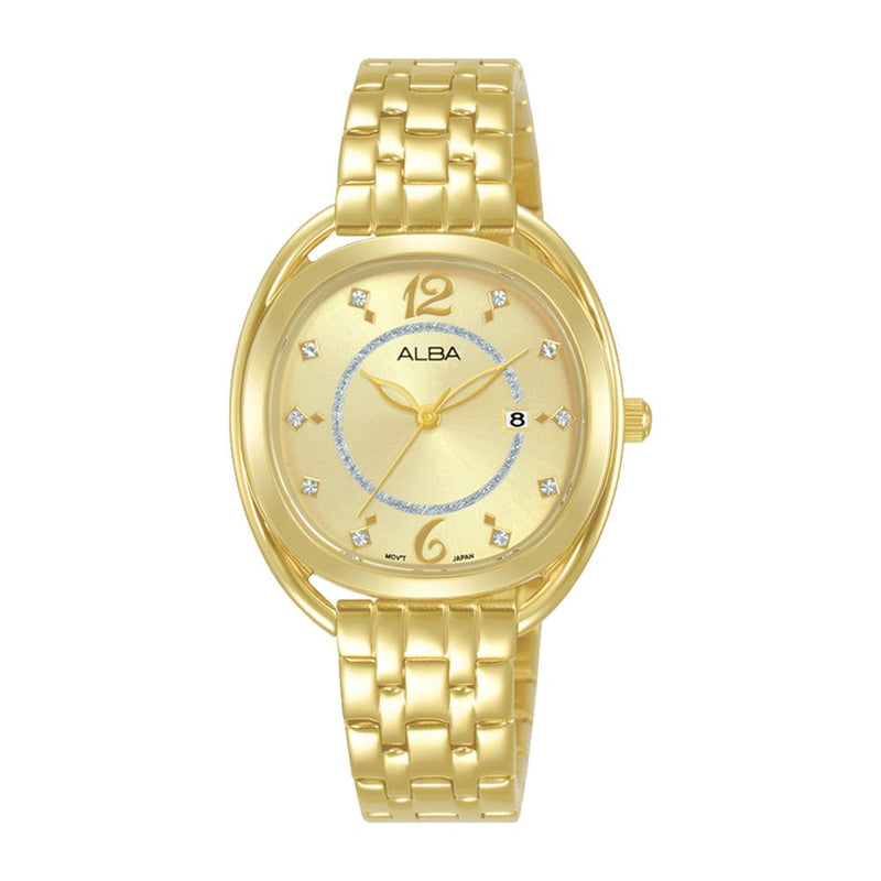 Alba Fashion AH7BG4X1 Gold Analog Stainless Steel Women Watch