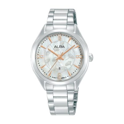 Alba Fashion AH7EJ9X White MOP Dial Stainless Steel Quartz Women Watch