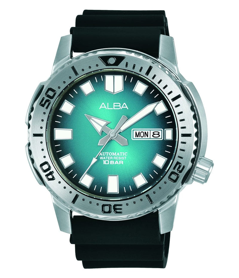 Alba Mechanical AL4643X Automatic Rubber Strap Green Dial Men Watch