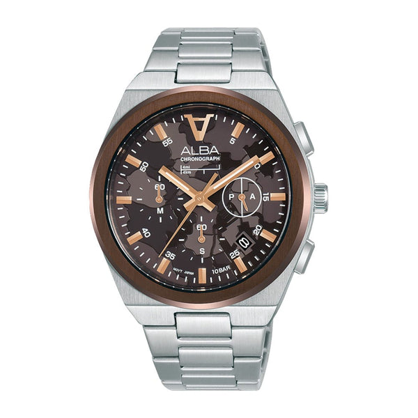 Alba Sign A AT3H49X Silver Stainless Steel Brown Dial Quartz Men Watch