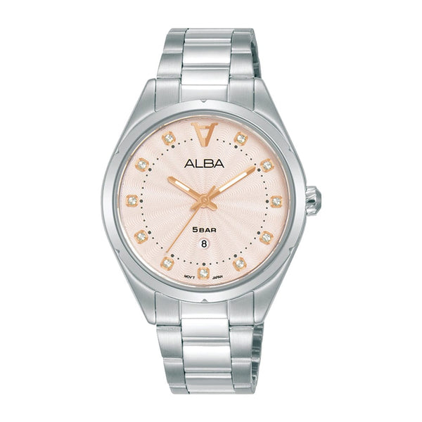 Alba SignA AH7BP7X Quartz Light Pink Dial Stainless Steel Women Watch 