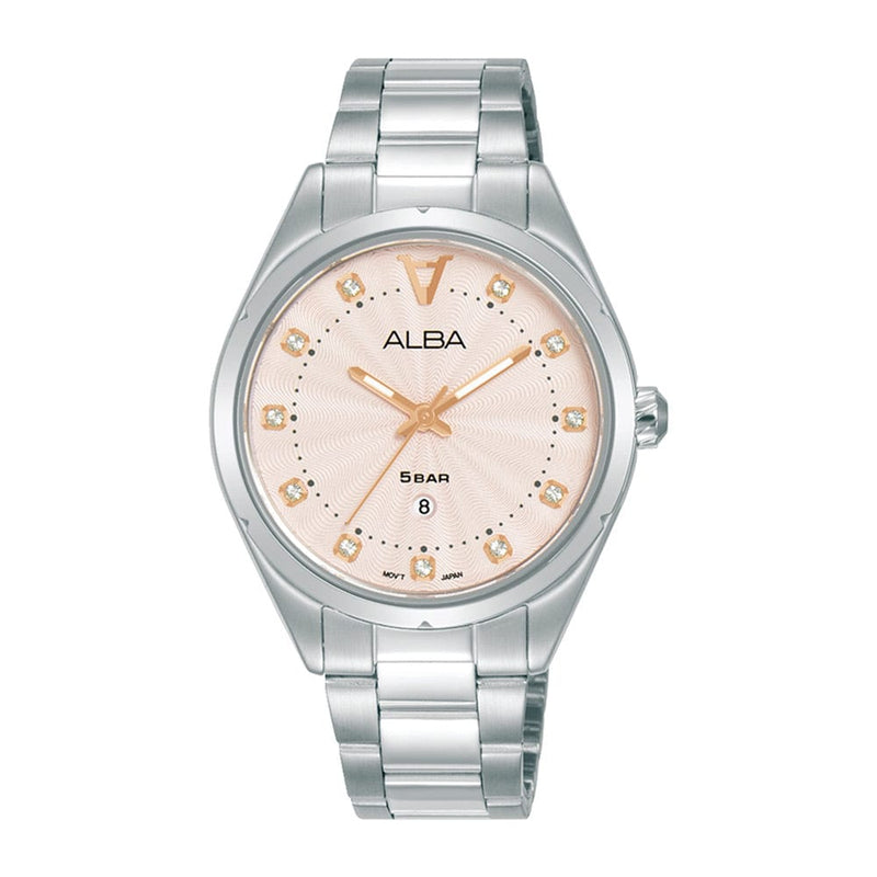 Alba SignA AH7BP7X Quartz Light Pink Dial Stainless Steel Women Watch 