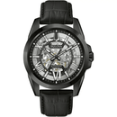 Bulova Sutton 98A304 Full Skeleton Black Leather Automatic Men Watch