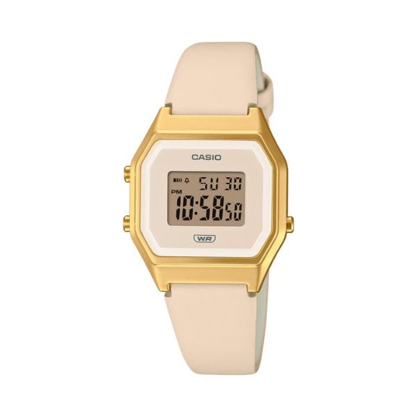 Casio Vintage LA680WEGL-4 Gold Leather Band Women Watch