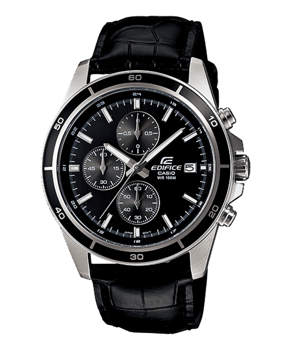 Casio Edifice EFR-526L-1AV Black Leather Quartz Chronograph Men Watch