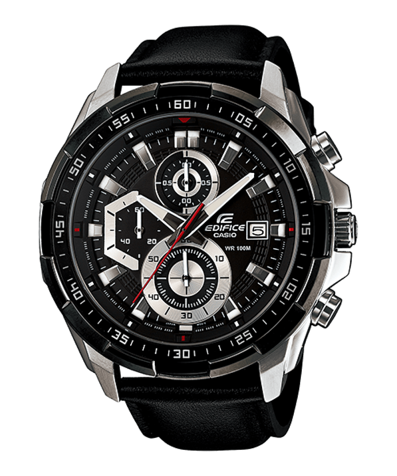 Casio Edifice EFR-539L-1AV Chronograph Black Leather Men Watch 