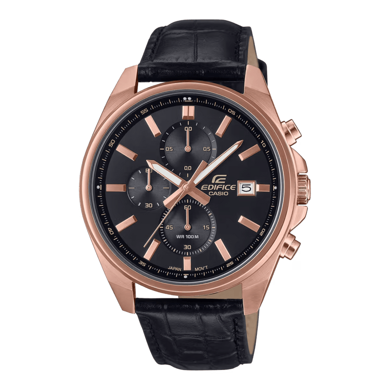 Casio Edifice EFV-610ECL-1A Chronograph Black Leather Men Watch