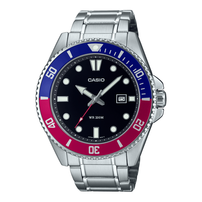 Casio Enticer Duro MDV-107D-1A3V Pepsi Stainless Steel Men Watch