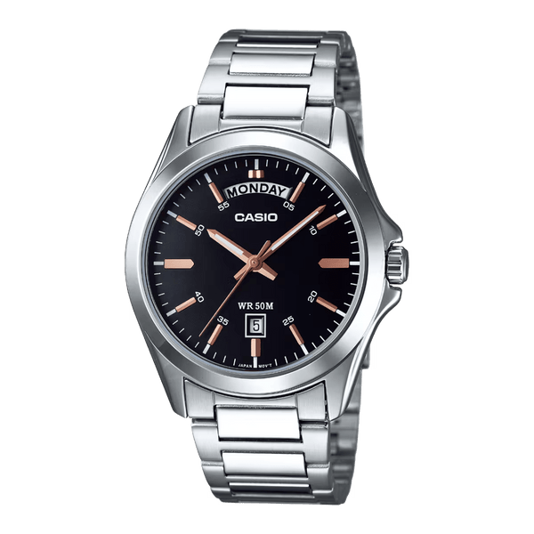 Casio Enticer MTP-1370D-1A2V Stainless Steel Day-Date Men Watch