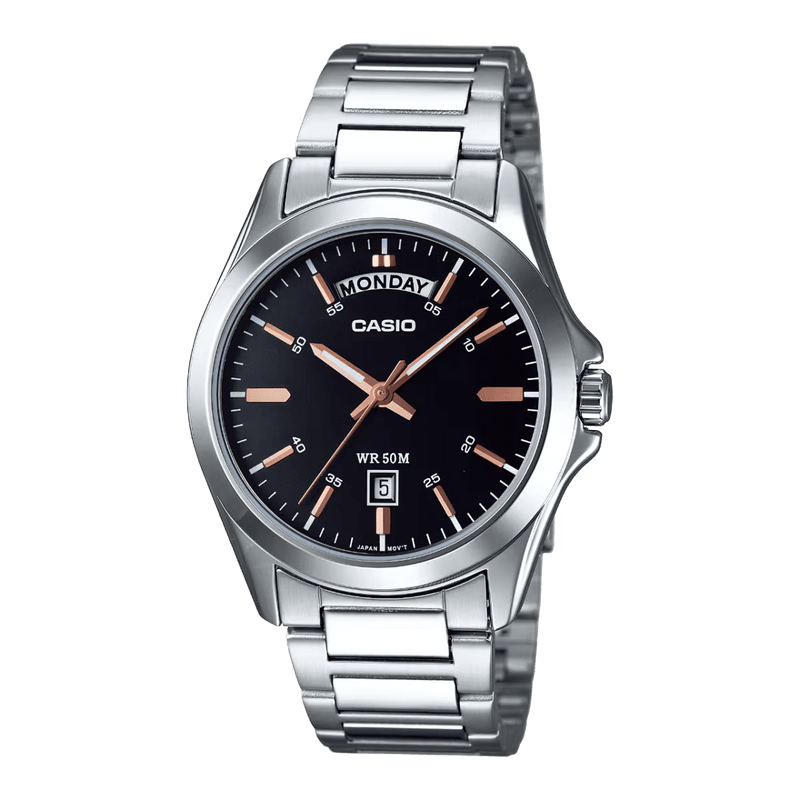 Casio Enticer MTP-1370D-1A2V Stainless Steel Day-Date Men Watch