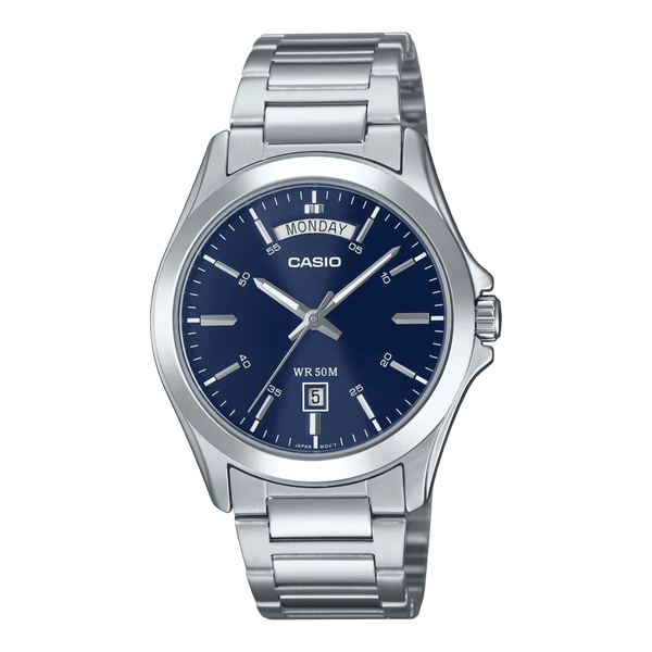 Casio Enticer MTP-1370D-2A2V Stainless Steel Day-Date Blue Men Watch