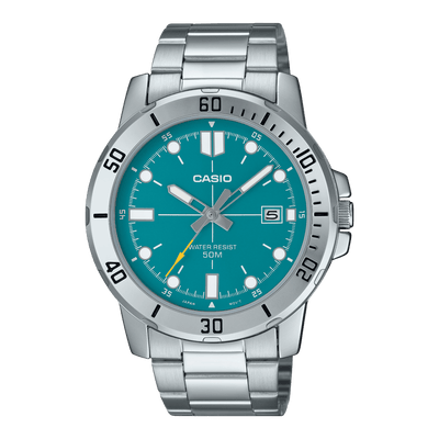 Casio Enticer MTP-VD01D-3E2V Green Dial Stainless Steel Men Watch