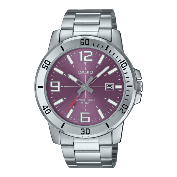 Casio Enticer MTP-VD01D-6BV Purple Dial Stainless Steel Men Watch