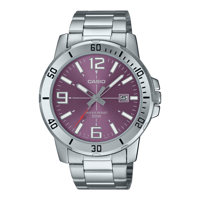 Casio Enticer MTP-VD01D-6BV Purple Dial Stainless Steel Men Watch