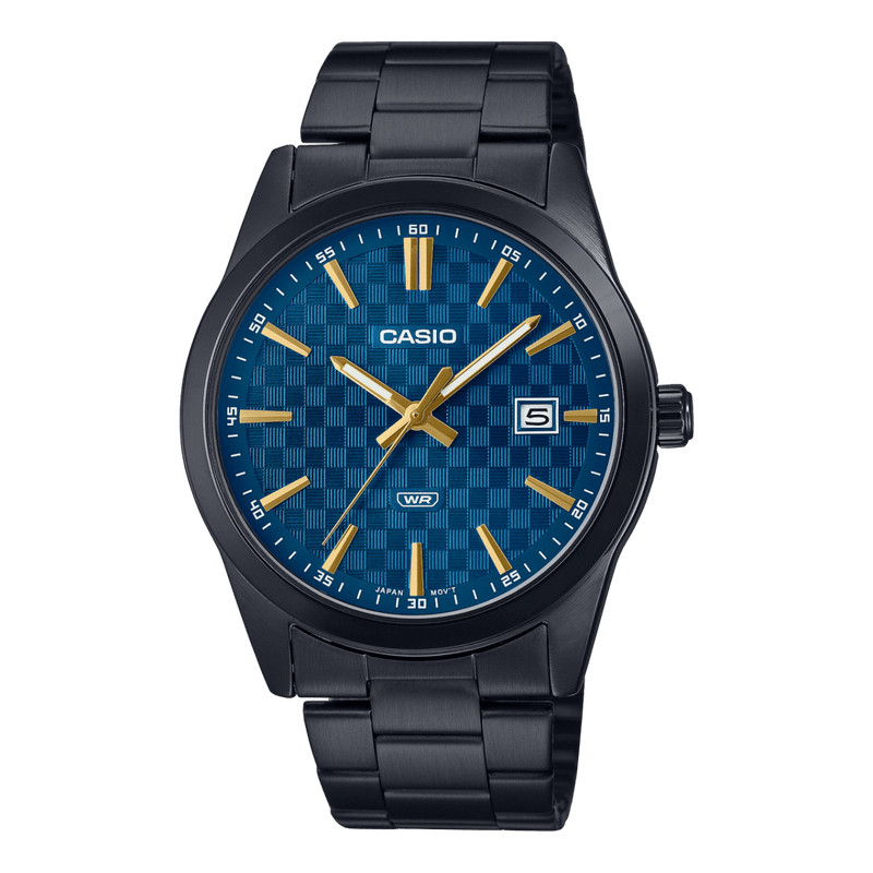 Casio Enticer MTP-VD03B-2A Black Blue Stainless Steel Men Watch