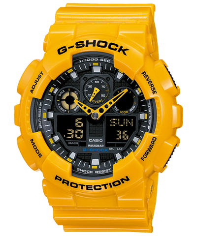 Casio G-Shock GA-100A-9A Yellow Resin Black Dial Men Watch Malaysia