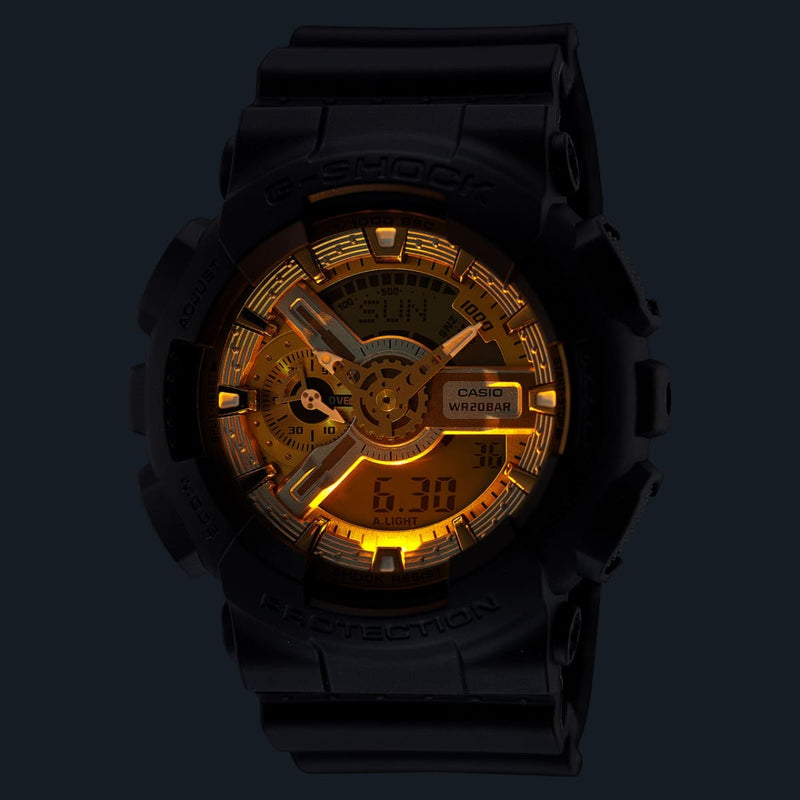 Casio G-Shock GA-110CD-1A3 Gold Dial Black Resin Strap Men Watch