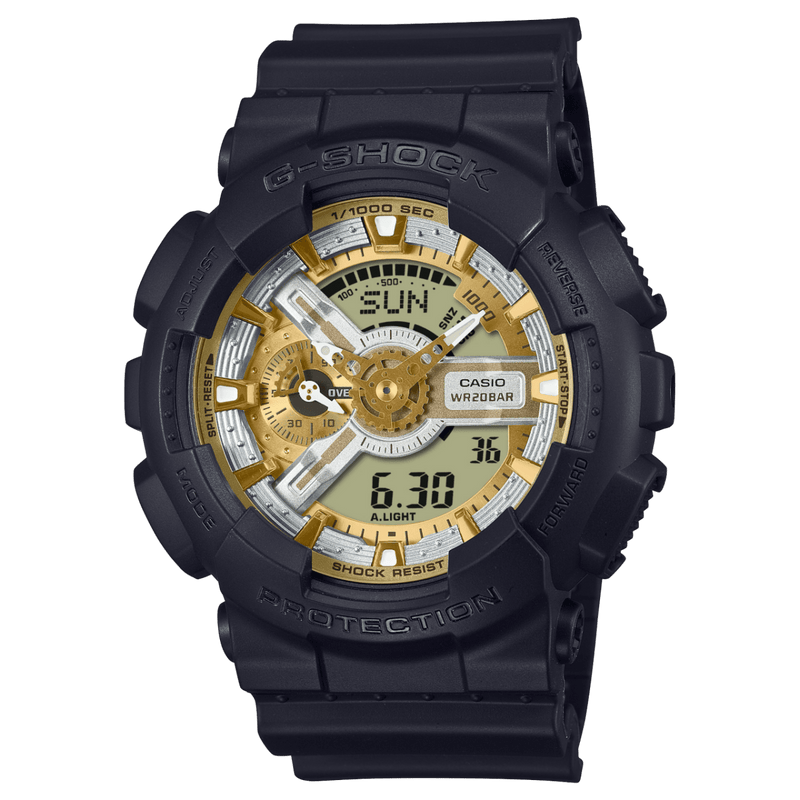 Casio G-Shock GA-110CD-1A3 Gold Dial Black Resin Strap Men Watch