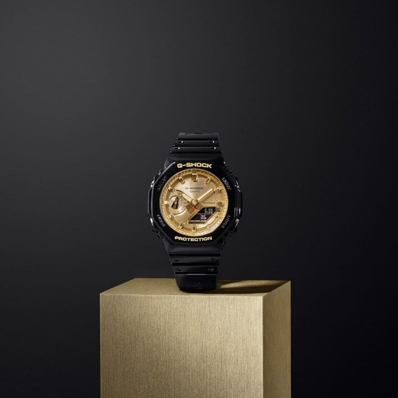 Casio G-Shock GA-2100GB-1A Gold And Black Colour Resin Strap Men Watch