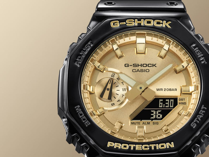 Casio G-Shock GA-2100GB-1A Gold And Black Colour Resin Strap Men Watch