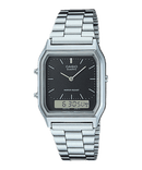 Casio Vintage AQ-230A-1D Black Stainless Steel Unisex Watch Malaysia