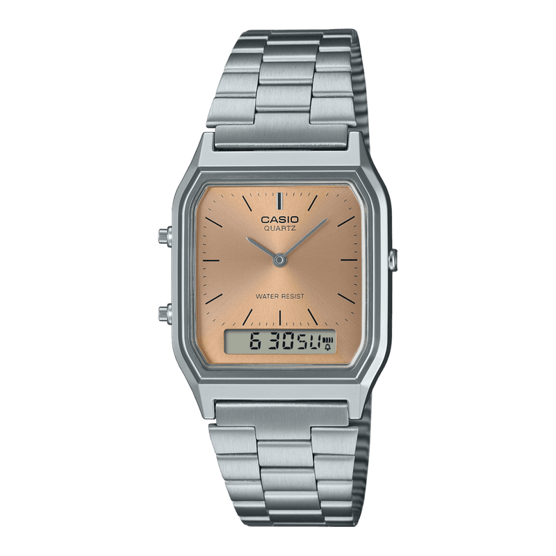 Casio Vintage AQ-230A-4AMQY Beige Dial Stainless Steel Unisex Watch