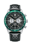 Citizen Eco-Drive CA4558-16E Chronograph Green Bezel Leather Men Watch