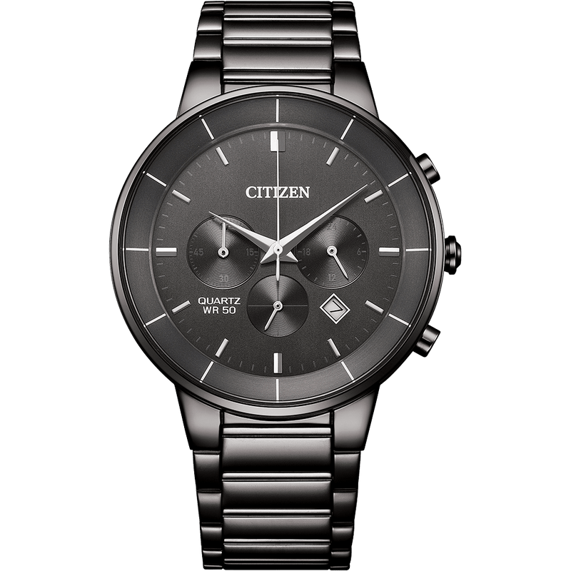 Citizen Quartz AN8227-53H Chronograph Grey Dial Black Steel Men Watch