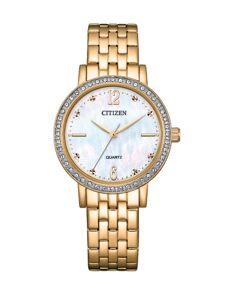 Citizen Quartz EL3103-57D Gold Steel Mother of Pearl Women Watch 