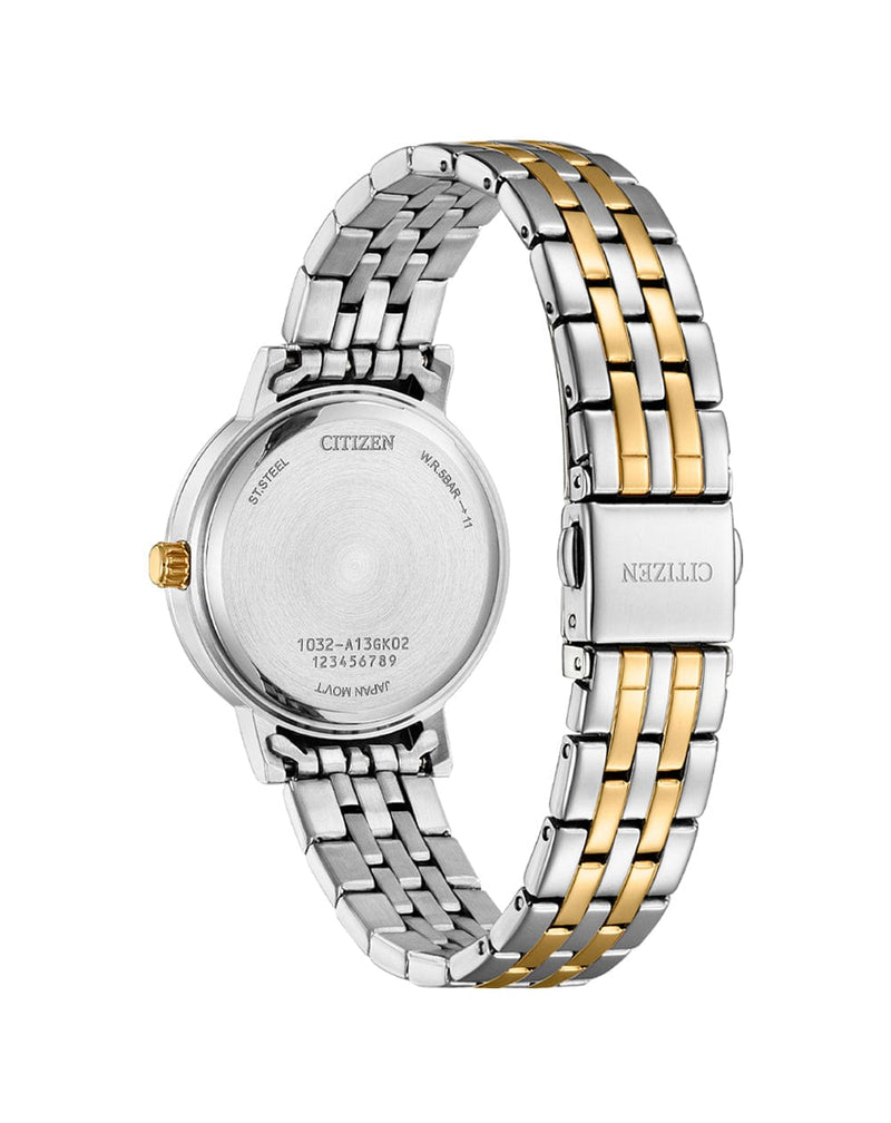 Citizen Quartz EL3106-59L Gold Steel Mother of Pearl Women Watch 