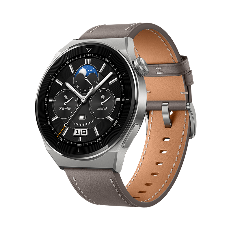 Huawei GT 3 Pro 46mm Titanium Grey Leather Strap Smartwatch