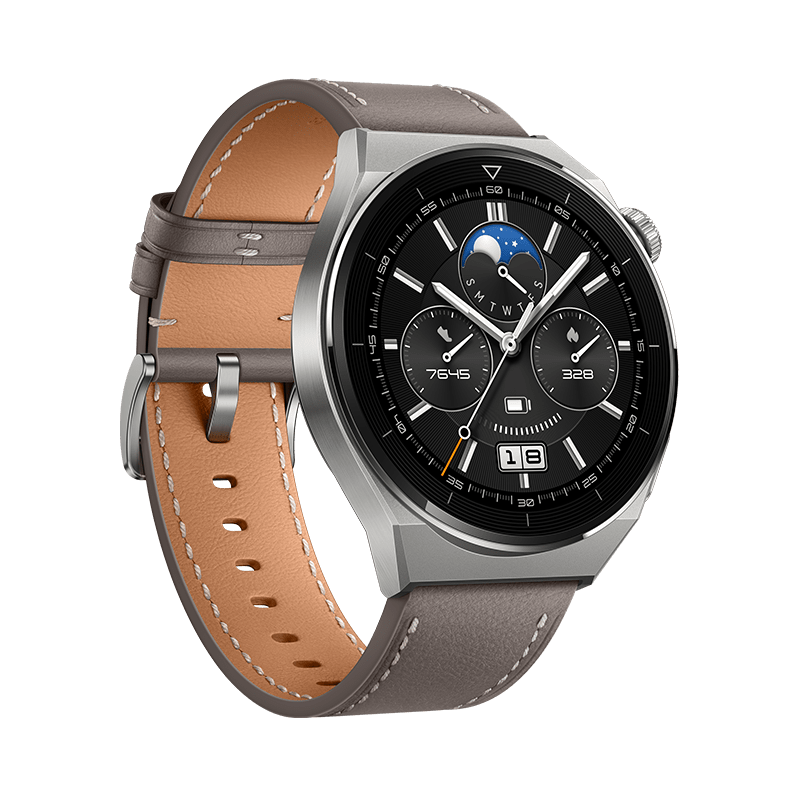 Huawei GT 3 Pro 46mm Titanium Grey Leather Strap Smartwatch