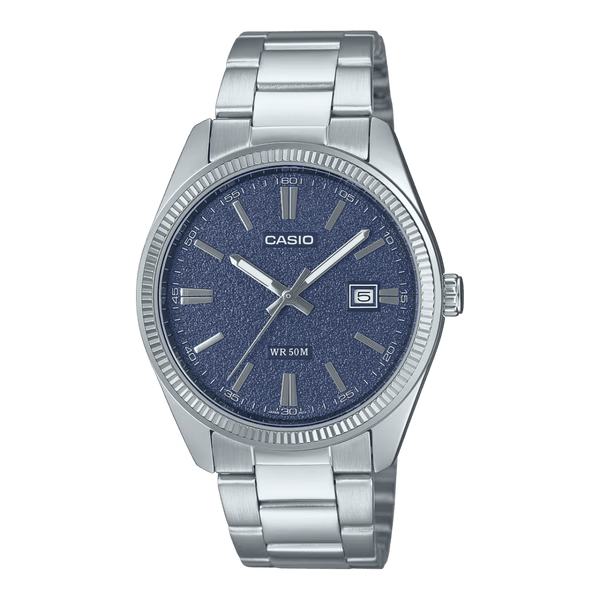 Casio Enticer MTP-1302DA-2A1 Matte Blue Dial Stainless Steel Men Watch
