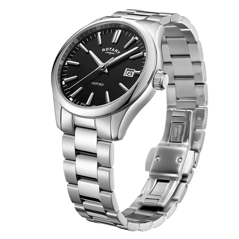 Rotary GB05092/04 Sapphire Stainless Steel Black Dial Quartz Men Watch