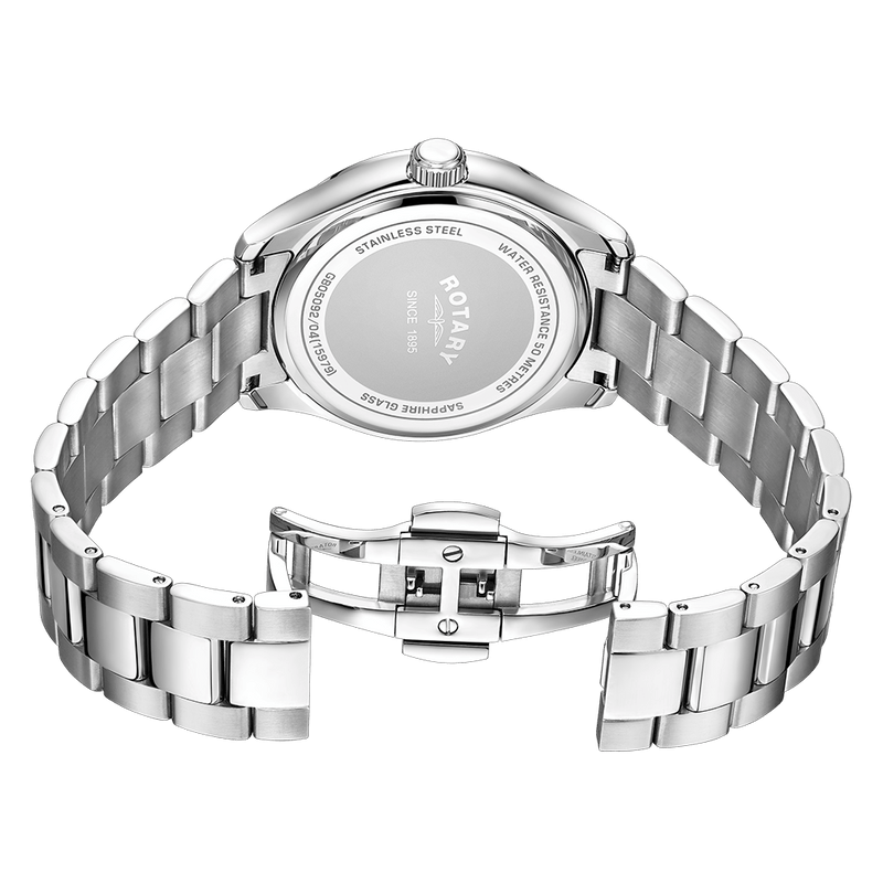 Rotary GB05092/04 Sapphire Stainless Steel Black Dial Quartz Men Watch