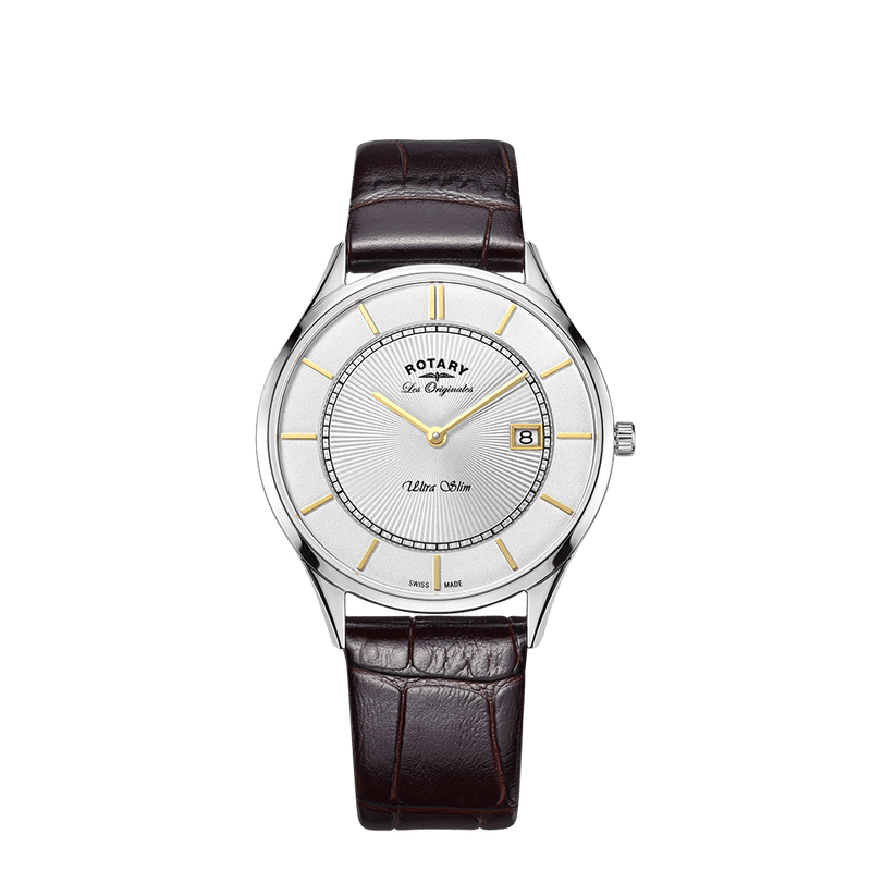 Rotary Ultra Slim GS90800/02 Sapphire Leather Quartz Men Watch