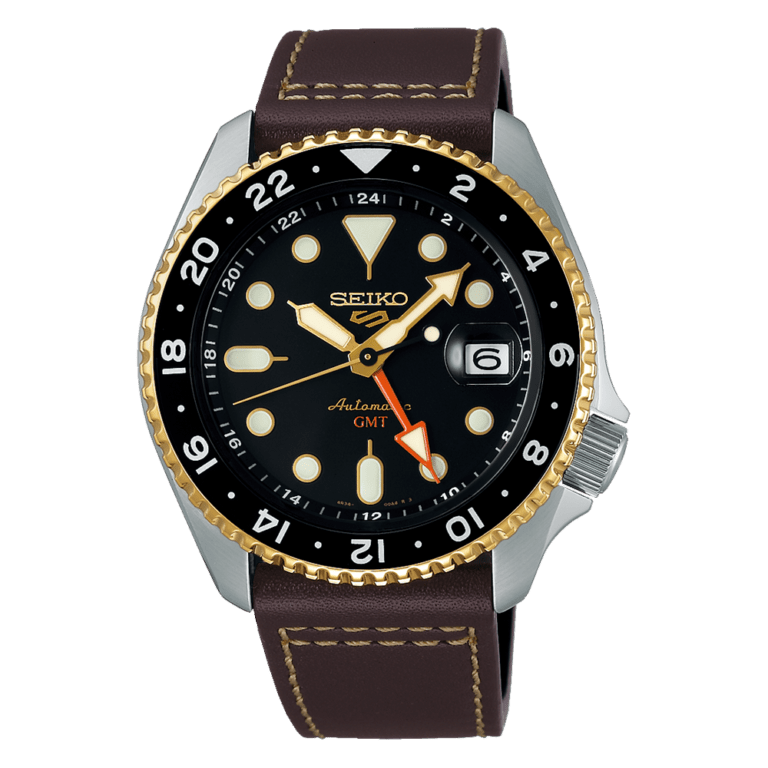 Seiko 5 SKX Series SSK036K1 GMT Leather Strap Automatic Men Watch