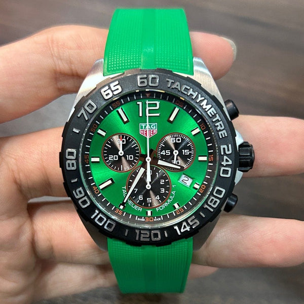 [Pre-Owned] Tag Heuer Formula 1 CAZ101AP Green Rubber Quartz Chronograph Men Watch