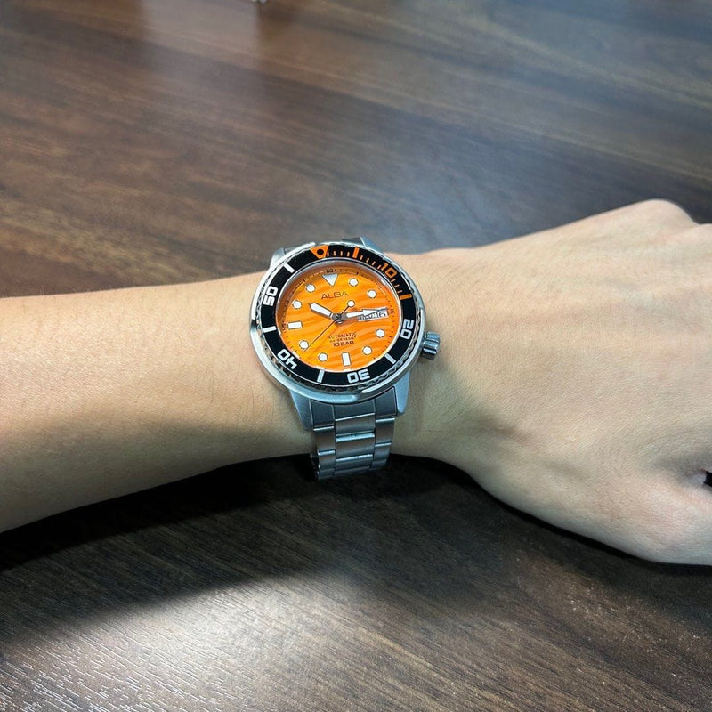 [Pre-Owned] Alba Mini Tuna AL4343X Orange Dial Automatic Men Watch