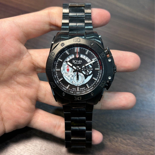 [Pre-Owned] Bonia Tesoro BN829C Black Quartz Chronograph Men Watch