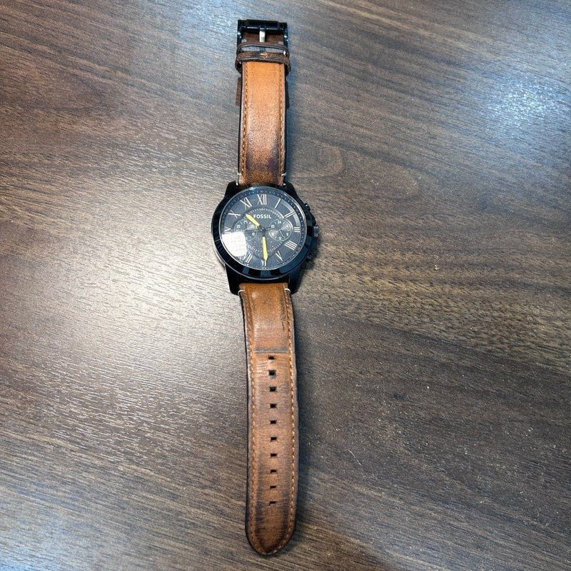 [Pre-Owned] Fossil FS5241 Brown Leather Quartz Chronograph Men Watch