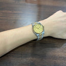 [Pre-Owned] Rolex Vintage Datejust 16013 18k Gold Champagne Linen Dial Watch